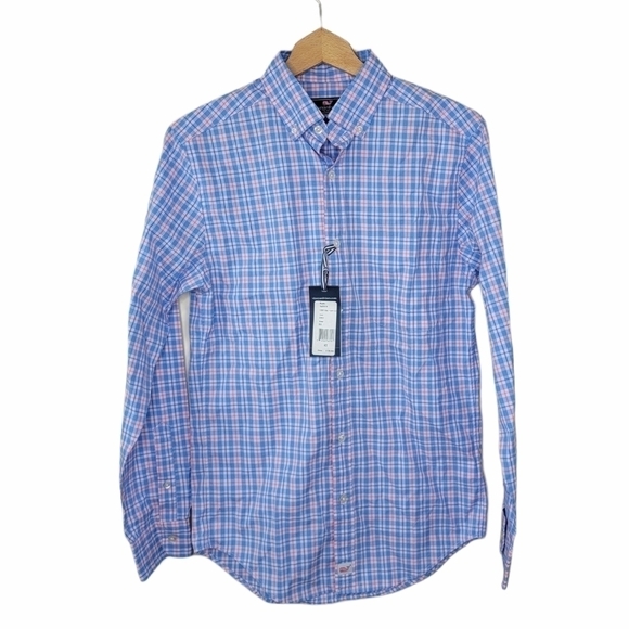 Chemise homme Vineyard Vines plaid bleu moyen boutonnée coupe